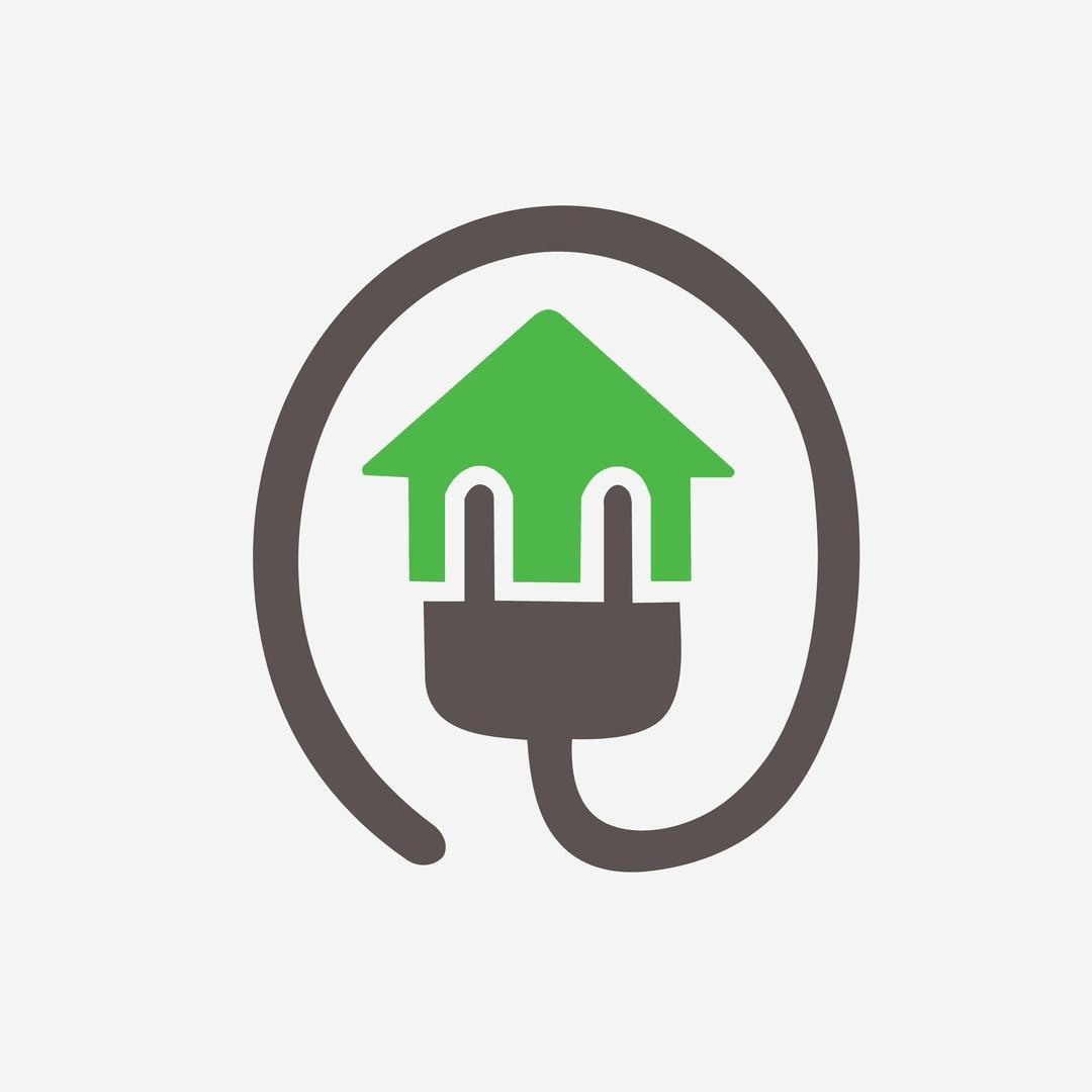 Green house and grey loop emblem