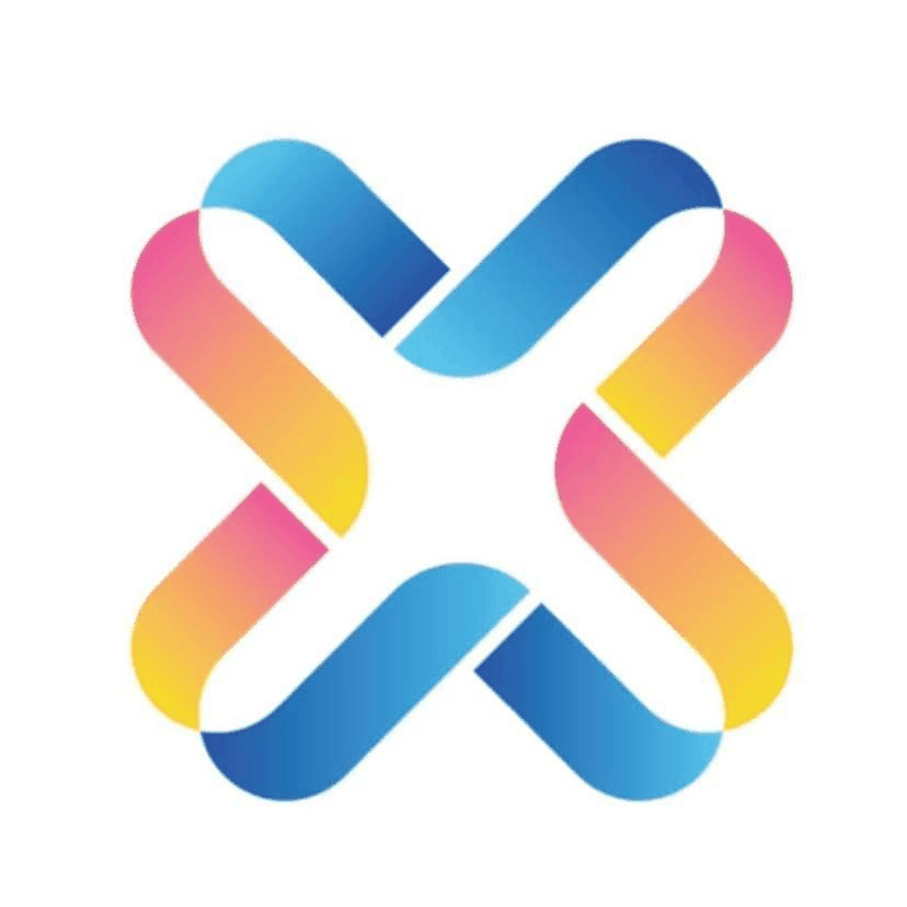 Multicoloured interlocking ribbon emblem