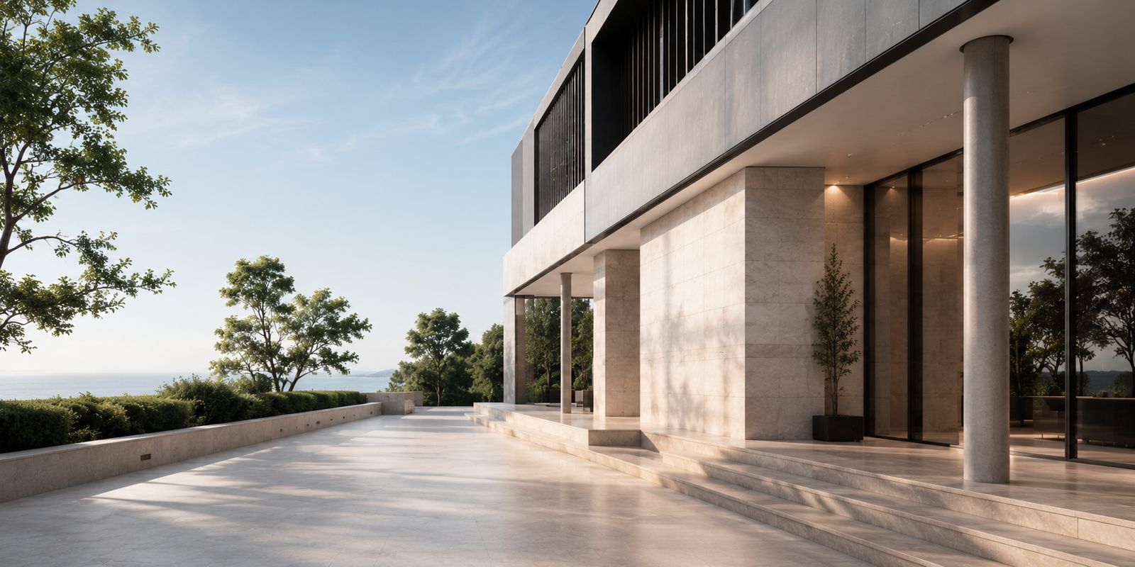 Modern exterior facade with architectural finishing materials