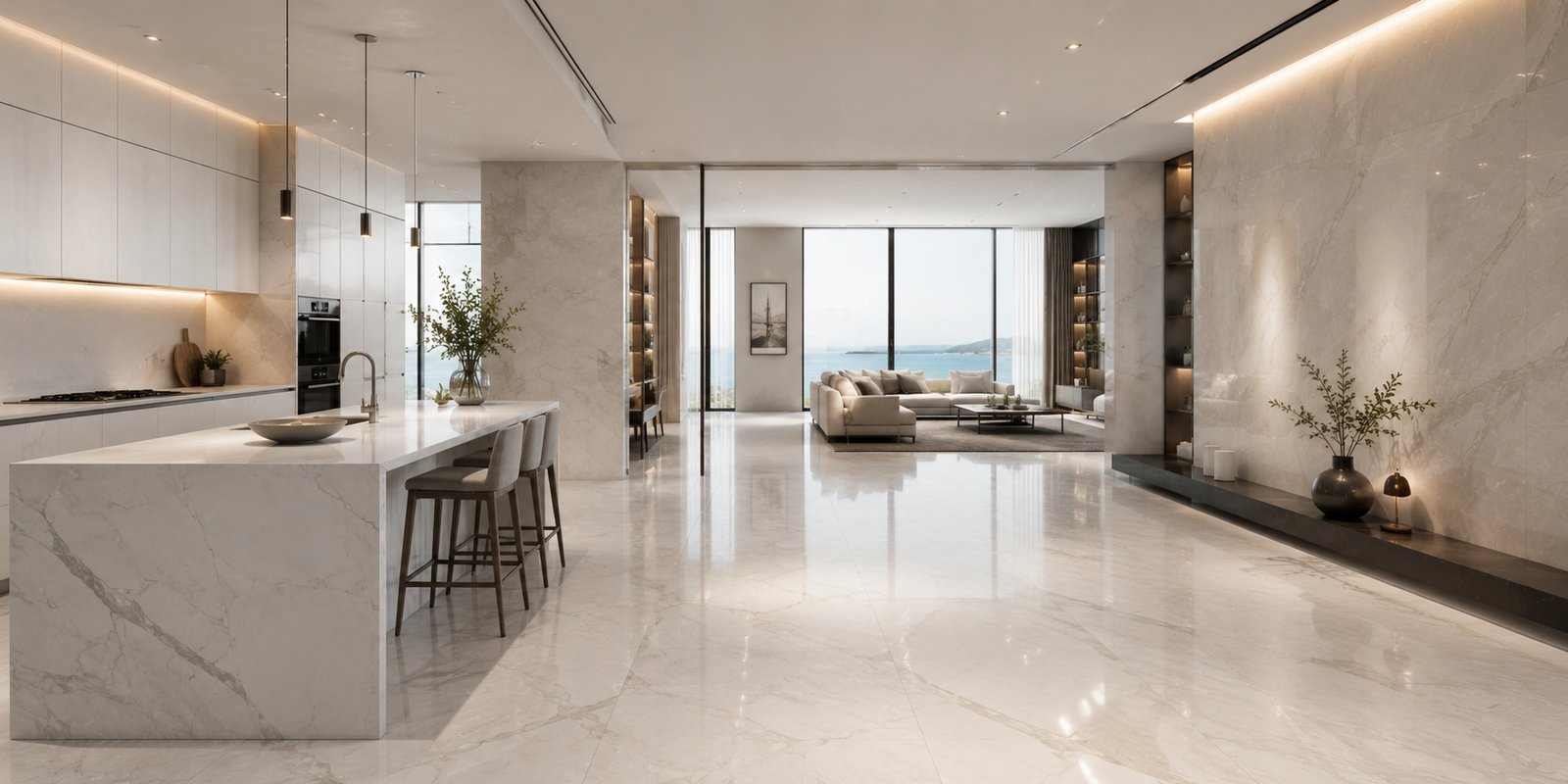 Modern kitchen and interior spaces with premium surfaces